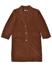 Luisa Spagnoli Womens Chesterfield Coat Uk 16 Large Brown Virgin Wool Dp08
