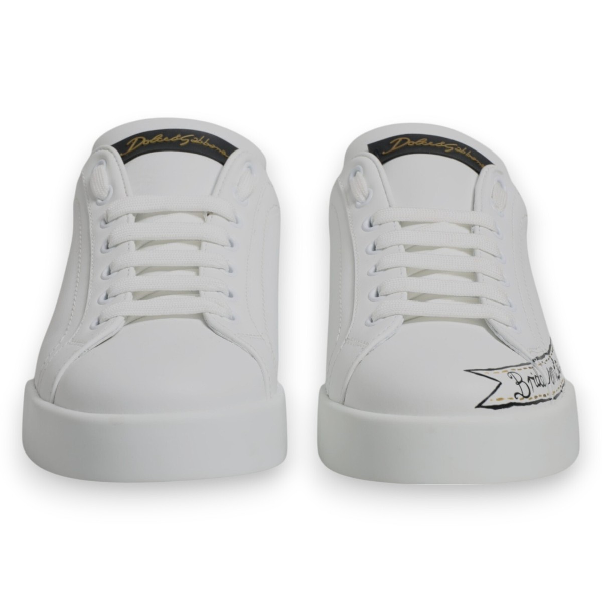 DOLCE & GABBANA Shoes White Leather Low Top Lace Up Sneakers