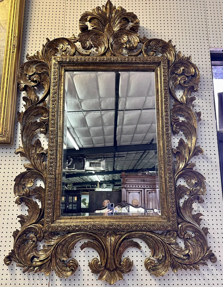 Винтажное деревенское французское позолоченное скошенное зеркало ручной работы - Изображение 4 из 4