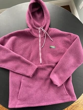 LL Bean Women's Purple Fleece 1/4 Zip Up Pullover Hooded Jacket