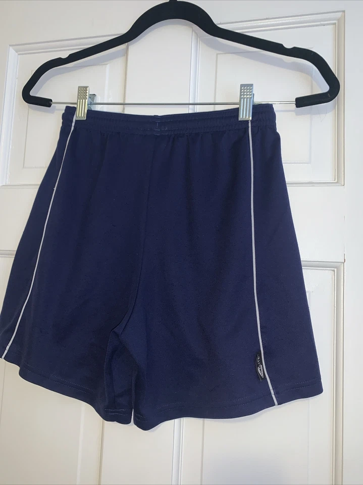 阿迪达斯 Climalite 足球短青少年大号海军蓝弹力腰带白色标志 — 第 3/4 张图片