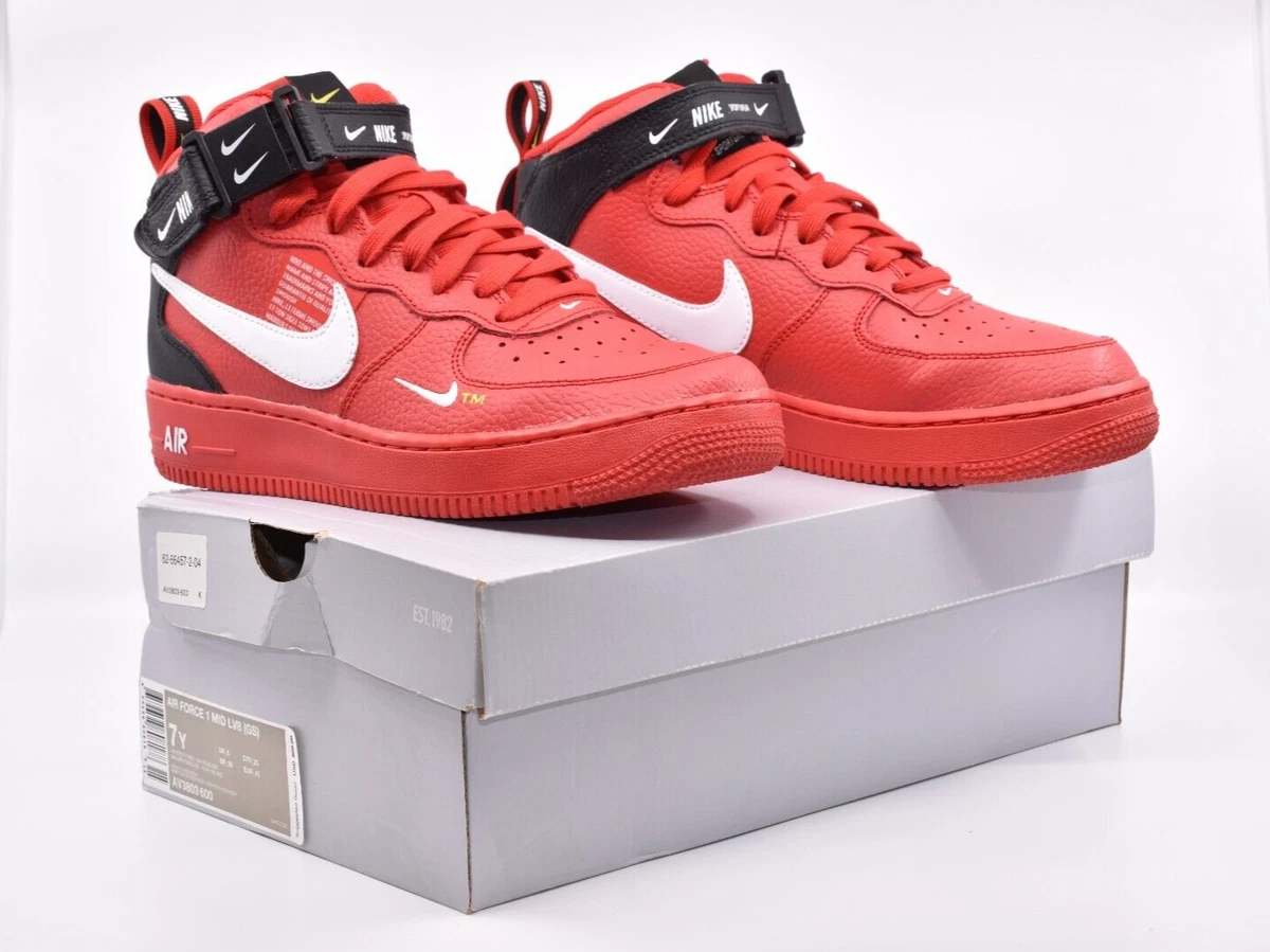 Nike air force 1 top mid lv8 university red