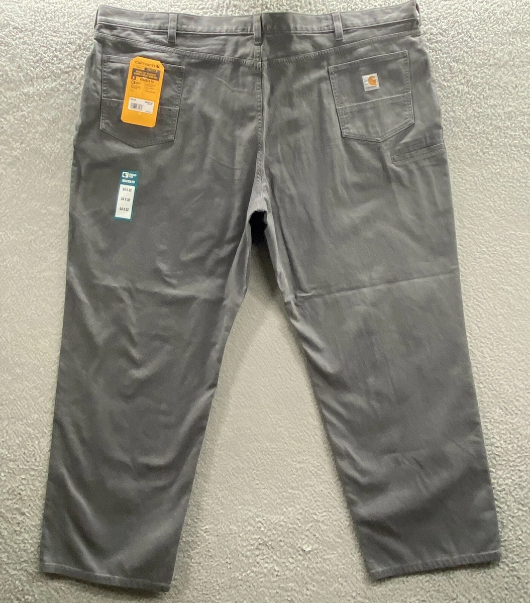 Carhartt Pants Men 54 Gray Canvas Carpenter Pockets Workwear Relaxed Fit  54x32