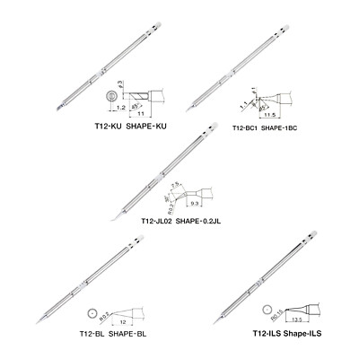5Pcs T12 Soldering Iron Tips T12-JI02 ILS KU BL BC1 Welding Tool Silver Replace