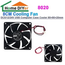 8020 DC5/12/24V 2Wires 8CM Cooling Fan USB Computer Case Cooler 80 80 20mm