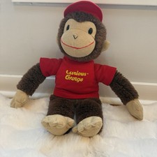 Vintage 1990s Curious George Plush - 19 Large Stuffed Monkey Red Shirt Hat