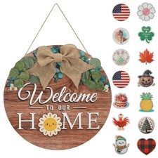 Interchangeable Seasonal Welcome Door Sign Front Door, Rustic Large, Color