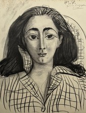 Pablo Picasso, Portait de Jacqueline, Lithographie originale signée, datée, 1958