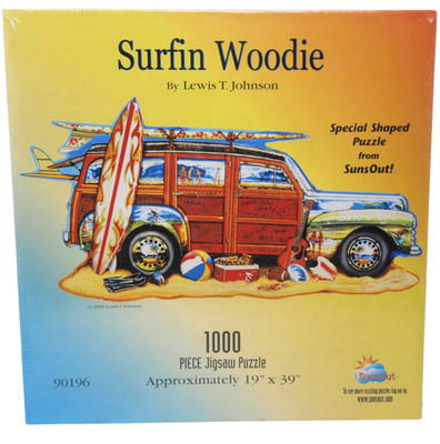 RARE Surfin Woodie 1000 Piece Puzzle By Lewis T. Johnson Special Shaped NEW