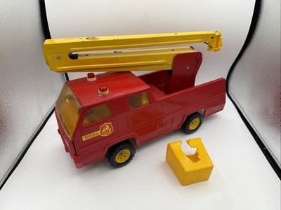 Vintage 70s Tonka Snorkel Pressed Steel Fire Truck Hoses Bucket  Red/ Yellow