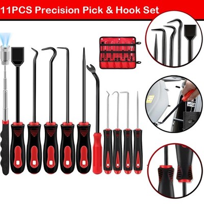 11Pcs/Set Precision Pick & Hook with Scraper and Magnetic Telescoping Tool Kit