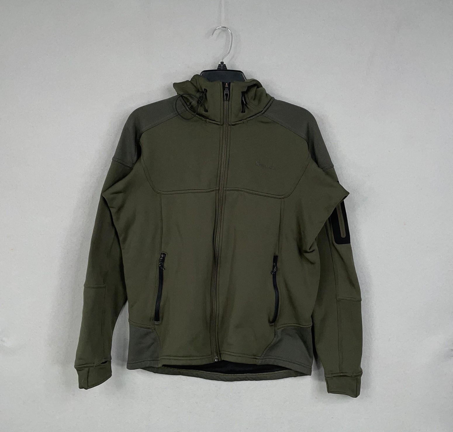 Moosejaw Mountaineering Jacket Mens Small Green Hooded Full Zip Fleece Lined