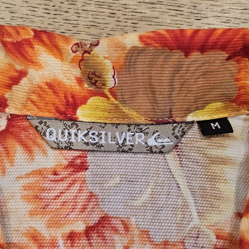 Camisa Quicksilver Para Hombres Talla M Hawaiana Floral Playa Vacaciones Camisa Rojo Naranja - Imagen 3 de 9