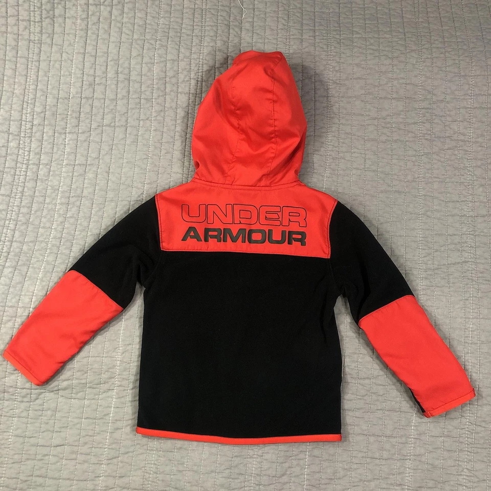 Chaqueta Under Armour Juvenil 4 Negra Roja Cremallera Completa Con Capucha Vellón Logo Niños Exterior Foto 2 de 4