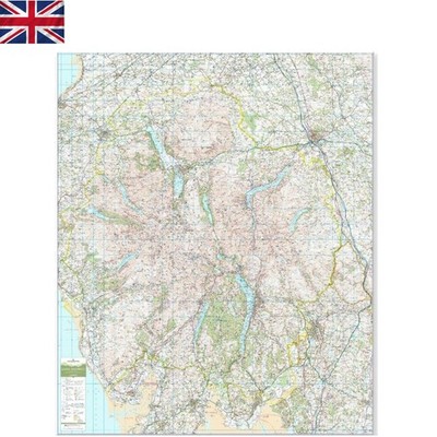 Laminierte 120 cm x 150 cm Ordnance Survey Karte des Lake District Nationalparks