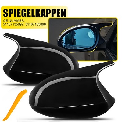 2x Spiegelkappen Abdeckung SchwarzGlanzend Für BMW 3er E90 E91 2005-07 PRE-LCI