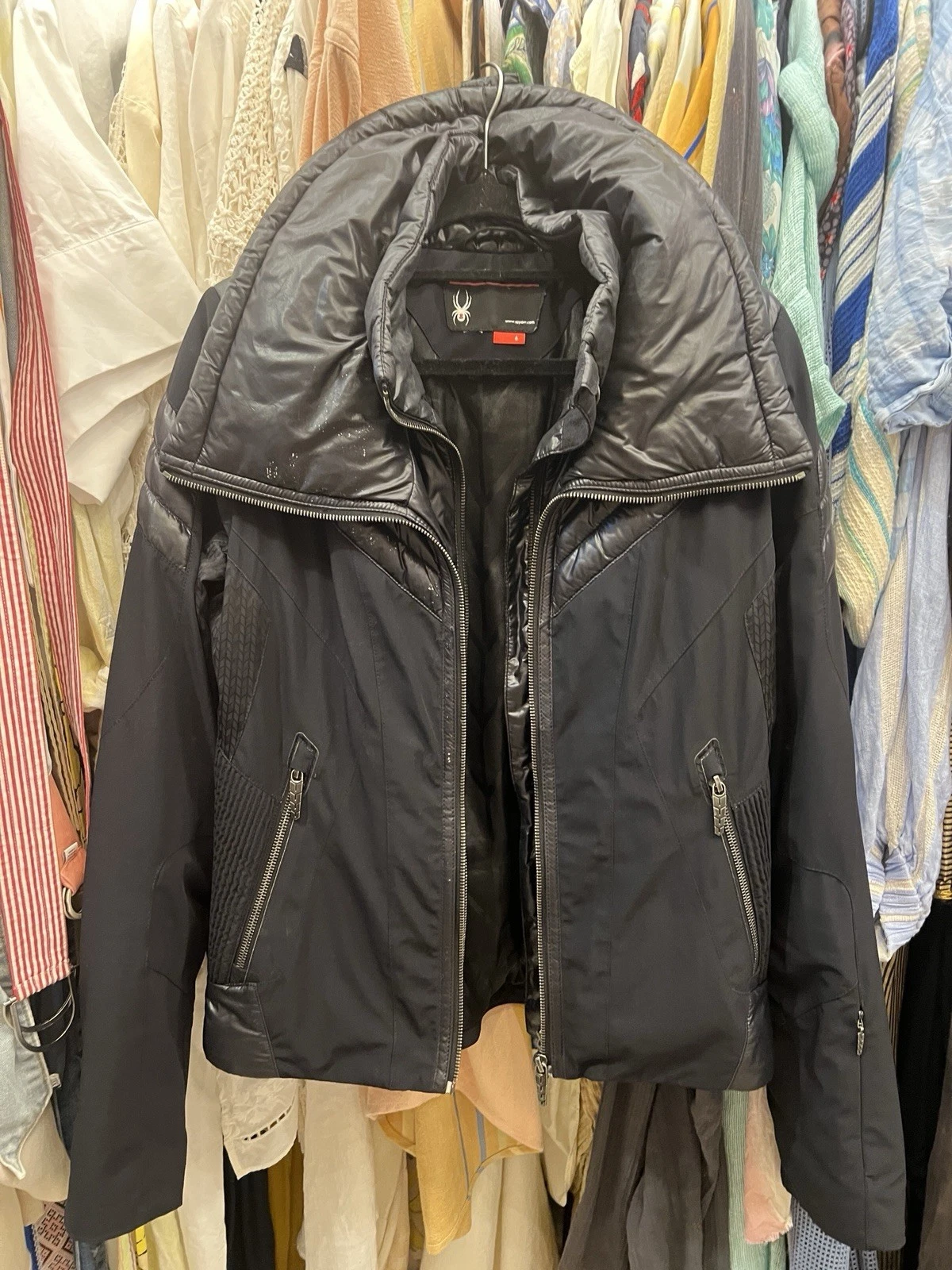 Womens SPYDER 🖤 Black Insulated Ski Snow Jacket - Size US 6 AU 10
