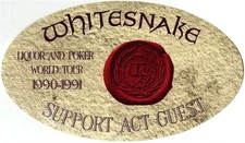 Whitesnake 1990 Slip of the Tongue Concert Tour Backstage Pass