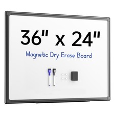 VUSIGN 36x24 Magnetic Dry Erase Whiteboard, Wall Mount, Black Frame
