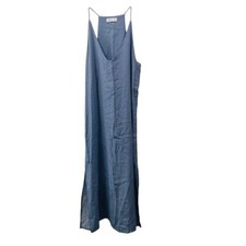 Faithfull The Brand Blue Striped Side Button Maxi Dress Size 8