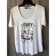 100 Cotton Obey Graphic White Propaganda Grunge Alt Urban Streetwear Medium