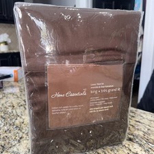 4 Piece King Size Sheet Set Luxury Sateen NEW Chocolate Brown By HOME ESSENTIALS