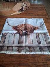 Highland Cow At Gate Cushion Cover
