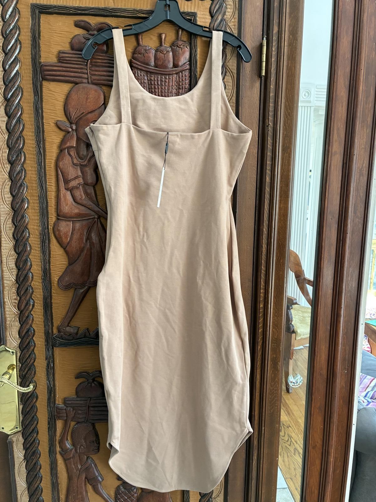 Urban Elegant Neutral Tone Tank Midi Dress sz XL Stretch Sheath Minimalist Chic