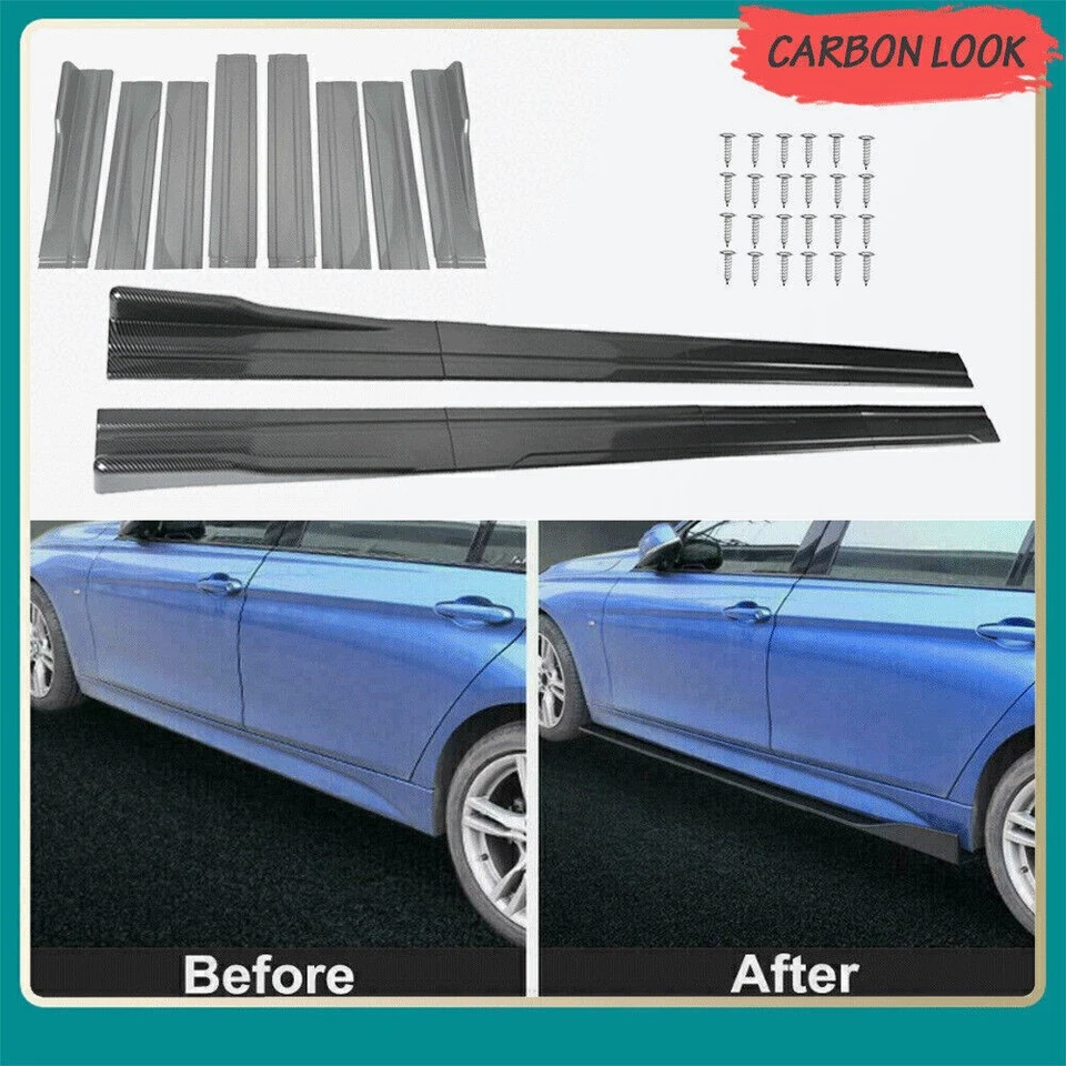 Carbon Fiber Side Skirts Extension Spoiler Diffuser For Mitsubishi Mirage G4 US Foto 2 de 4