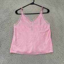 Victoria's Secret Cami Tank Womens Medium Pink Satin Lace Coquette Angel