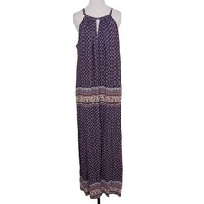 BCBGMAXAZRIA Floral Printed Maxi Dress Womens Size Small Dark Regal Blue Combo