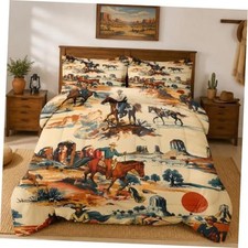 Comforter Set, 2 Pieces Vintage Western Bedding, All Twin Western Cowboy 2