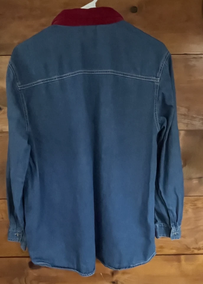 Vintage Bobbie Brooks L Christmas Embroidered Denim Shirt Stocking Gingerbread - Image 2 of 4