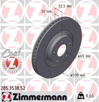2X Bremsscheibe Sport Z Zimmermann 285.3538.52 FüR Hyundai I30 PDE PD Pden