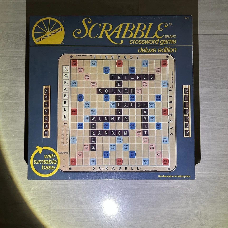 Vintage 1977 1982 Scrabble Deluxe Turntable Edition Crossword Game New Sealed - Image 3 of 4