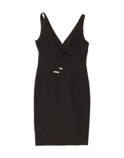 VINTAGE Womens Sleeveless Sheath Dress IT 44 Medium Black Wool AL08