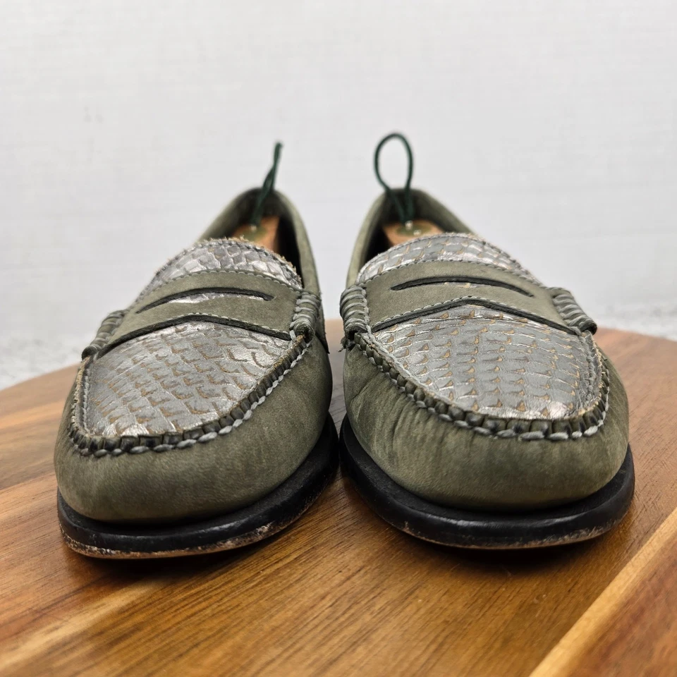 G.H. Mocasín diario informal Bass Weejuns para mujer 8,5 M gamuza verde estampado de serpiente Foto 4 de 4