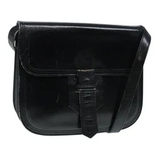 SAINT LAURENT Shoulder Bag Leather Black Auth yk14461