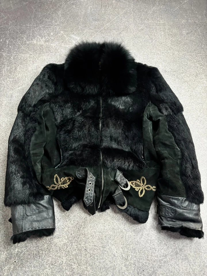 Chaqueta de piel real de cuero real estilo japonés de vanguardia de archivo vintage años 90 Y2k Foto 3 de 4