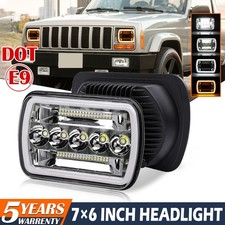 For Jeep Cherokee Xj 84-2001 Wrangler Yj 86-1995 5x7 7x6 Led Headlight Halo Drl