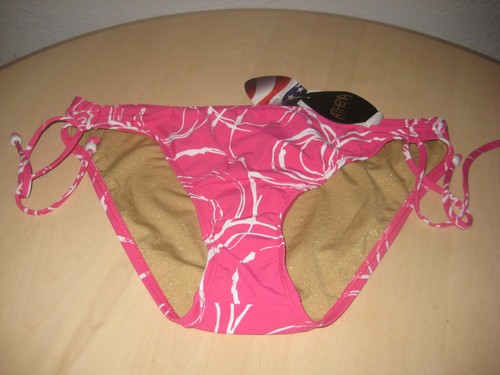 Athena New Womens Pink White Size 10 Bikini Bottom Bathing Suit Side Ties
