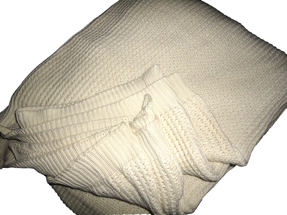 RALPH LAUREN MADELENA HAYES SAND CABLE KNIT WOVEN FULL/QUEEN BED BLANKET 90X90