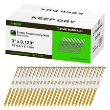 4,000 pcs meite 21 Degree 3" Length Framing Nails Ring Shank Plastic Strip Nails