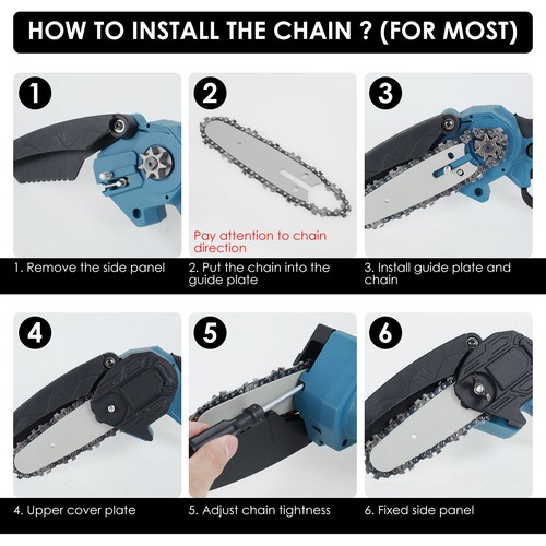 5Pcs Mini Chainsaw Chain with Replacement Saw Chain Bar 4/6inch Metal◩♙ - Picture 6 of 13