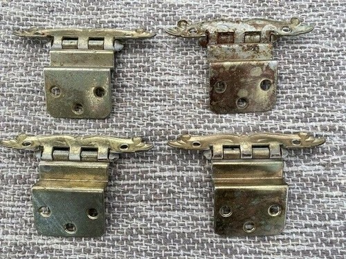 LOT OF 4 RUSTY METAL HINGES HARDWARE CABINET -FURNITURE- DOOR-FRENCH PROVINCIAL - Picture 3 of 3