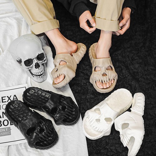 New Skull Design Men Women Slipper Summer Outdoor Fun Single Band Slides Slipper - Picture 7 of 24