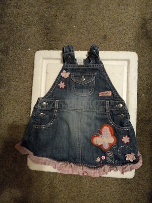 newborn denim dress Newborn Girl Dress with Hat Set Denim