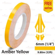 1/4" 6mm PinStriping Pin Stripe Tape Styling Decal Vinyl Sticker AMBER YELLOW