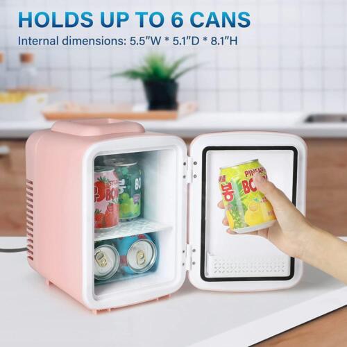 Simple Deluxe Mini Fridge, 4L/6 Can Portable Cooler & Warmer Freon-Free Small