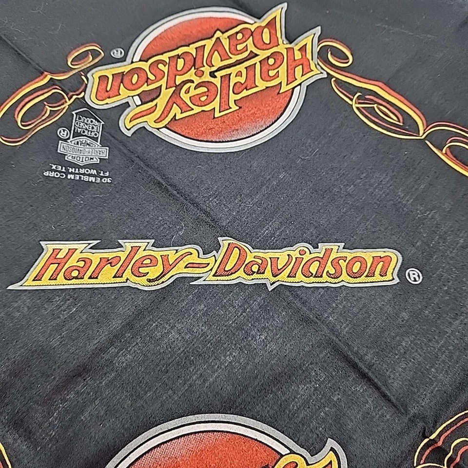 Vintage Harley Davidson 3D Emblem Ft Worth TX Bandana Handkerchief Face Mask Foto 4 de 4